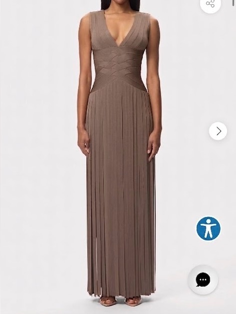 Herve Leger Brown Fringe Gown